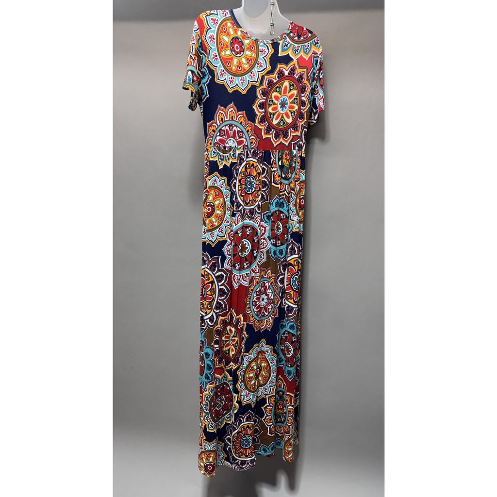 VIISHOW Women’s Short Sleeve Empire Maxi Dresses Long Dresses Pockets XL New