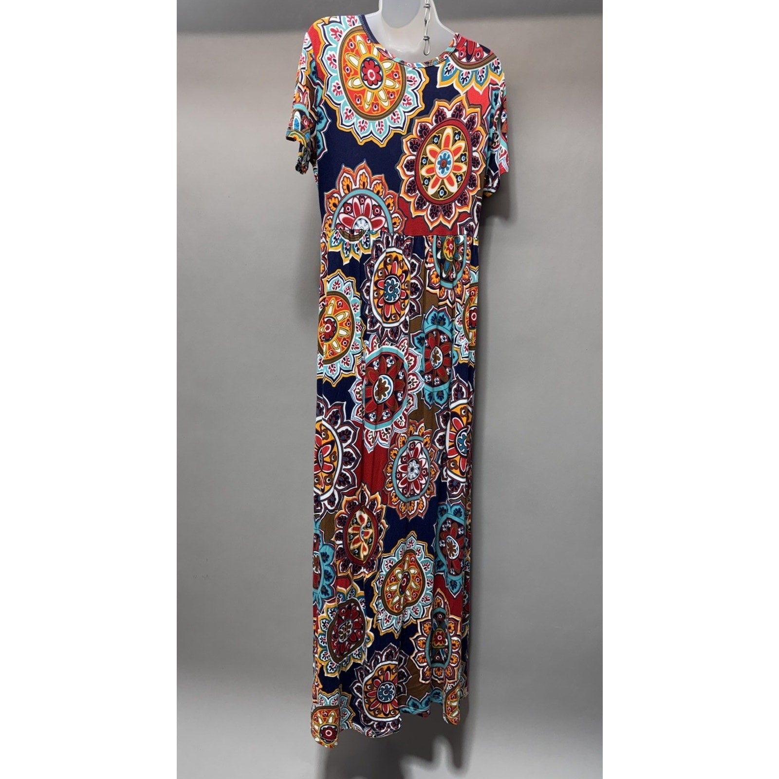 VIISHOW Women’s Short Sleeve Empire Maxi Dresses Long Dresses Pockets XL New