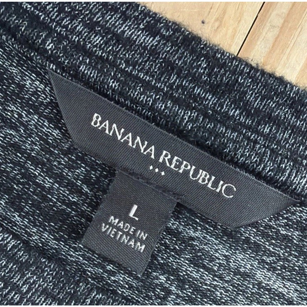 Banana Republic Sweater Large Women's Gray/Black Variegated Soft Knit Peplum