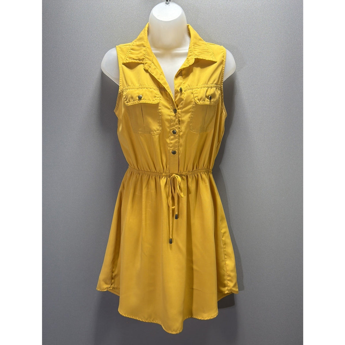 Bebop Retro Sleeveless Mustard Yellow Dress Size M Pockets Office Casual Fall
