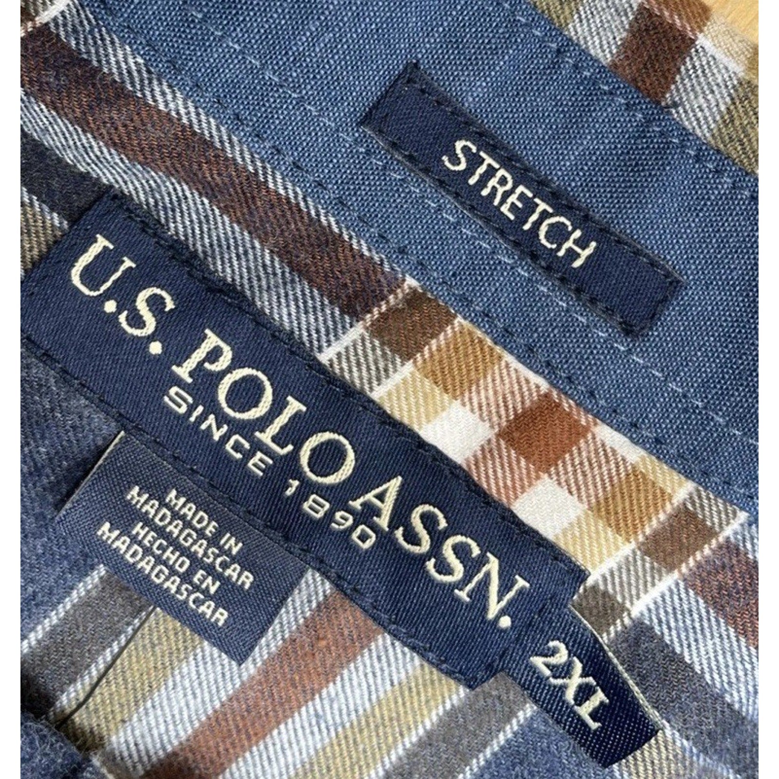 U.S. Polo Assn. Men's Shirt Flannel stretch plaid button collared NWT 2XLB