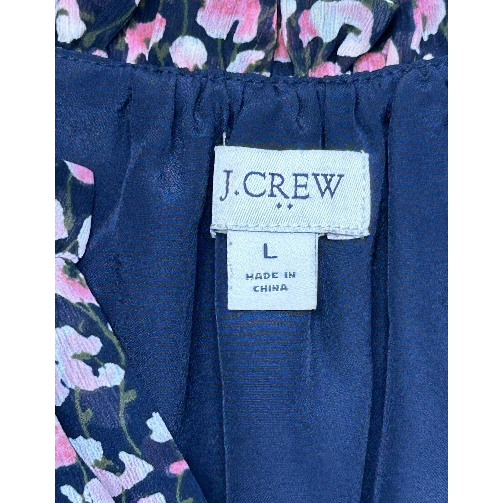 J Crew Blouse Top M Navy Pink Floral Bohemian Cottage Core Casual School