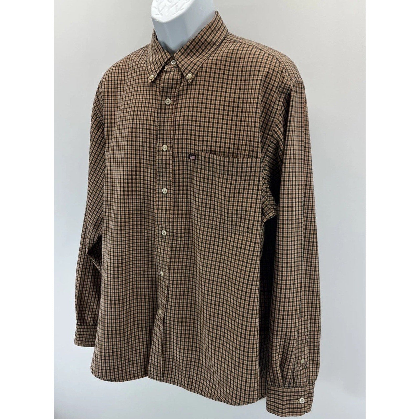 Vintage Polo Ralph Lauren Classic Flag Pocket Plaid Twill Shirt Size L