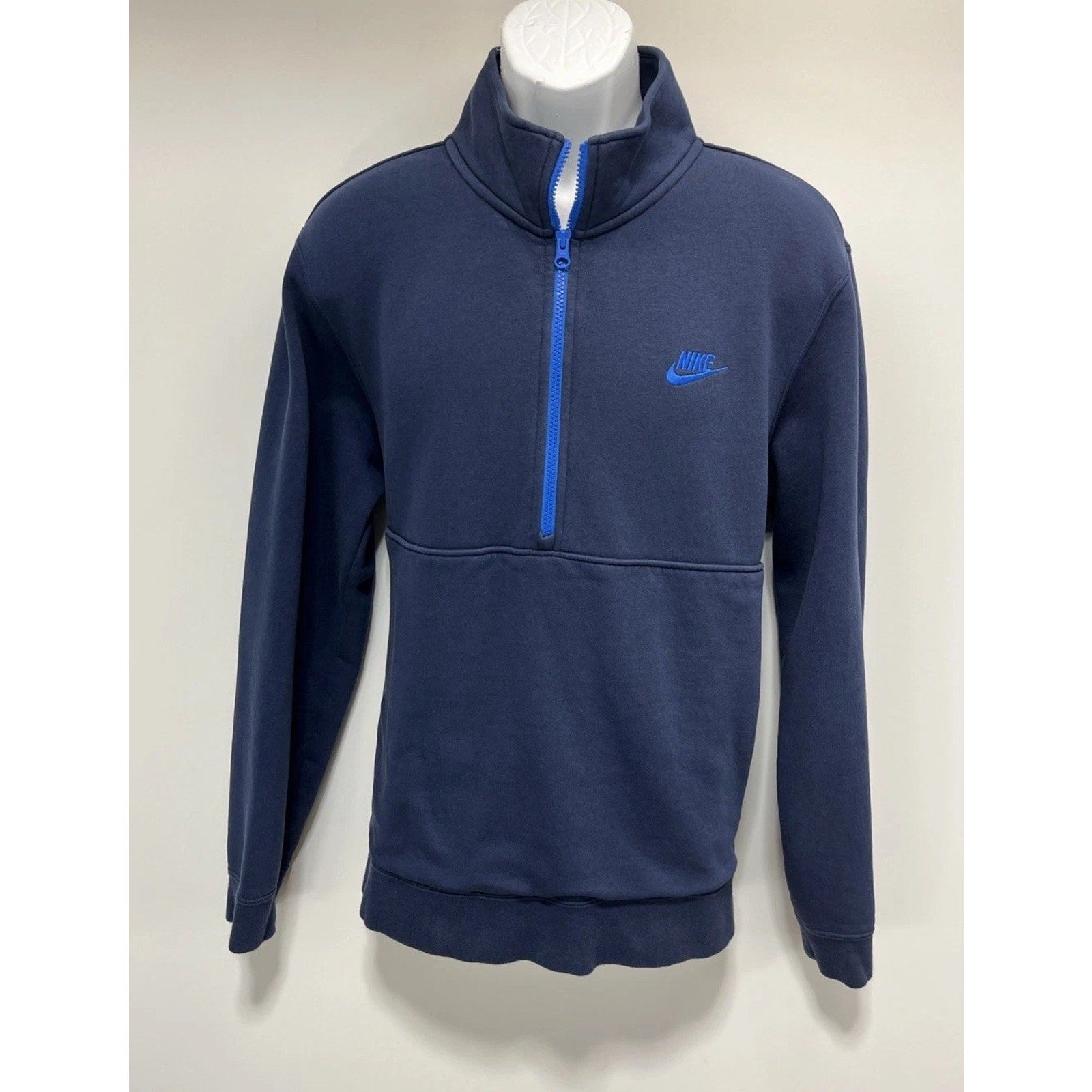 Nike Mens Sportswear Club 1/2 Zip Navy Pullover Sweatshirt L