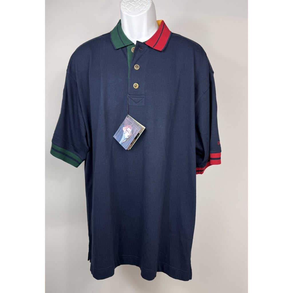 Cutter & Buck 90s Theme Vertical Striped Polo Shirt Mens X-Large NWT Castrol