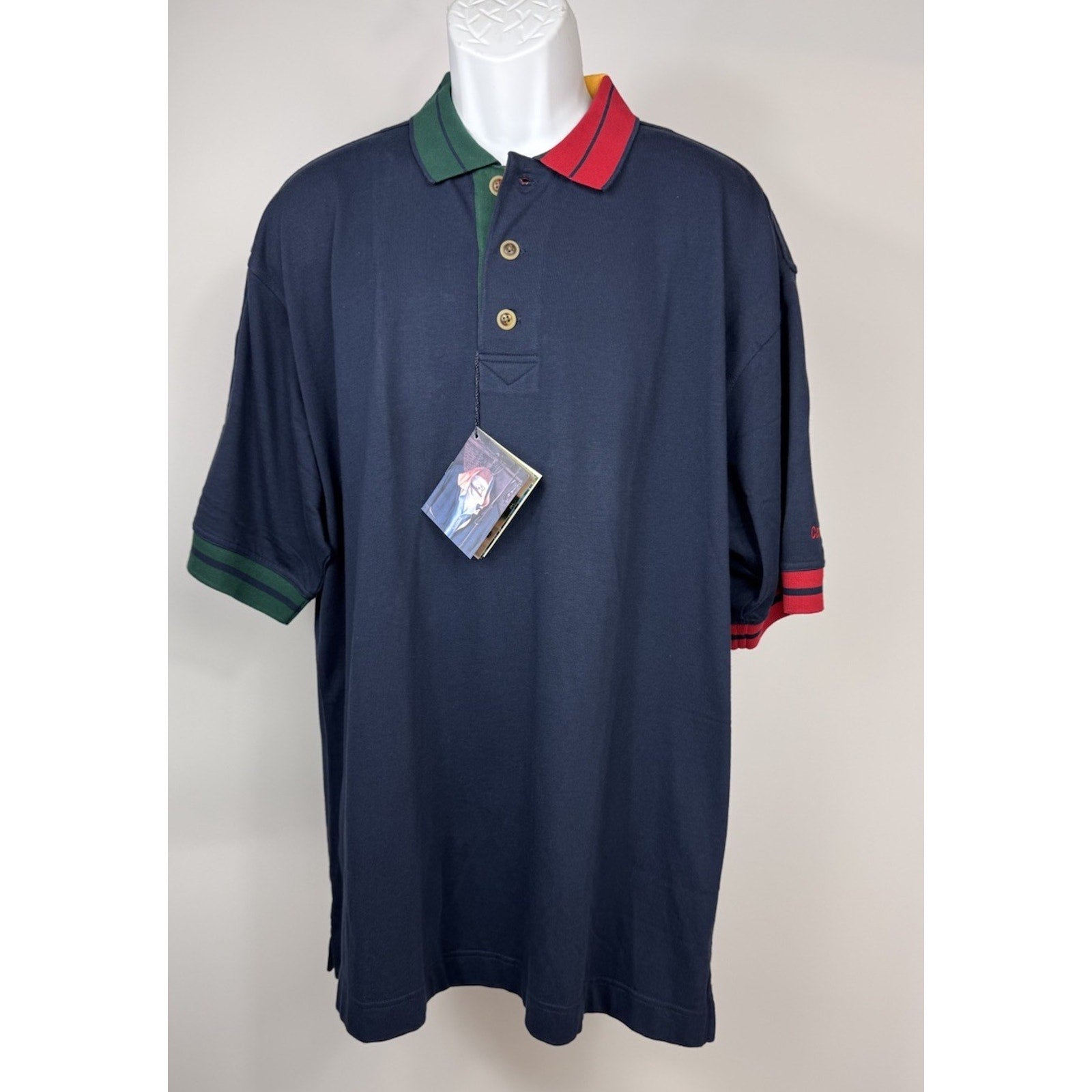 Cutter & Buck 90s Theme Vertical Striped Polo Shirt Mens X-Large NWT Castrol