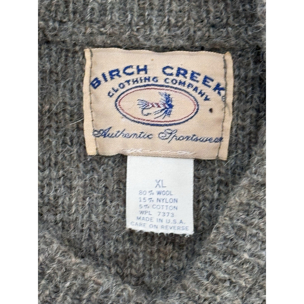 Vintage Birch Creek USA MADE Mens XL Sweater Wool Blend Blue Gray Stripe Collar