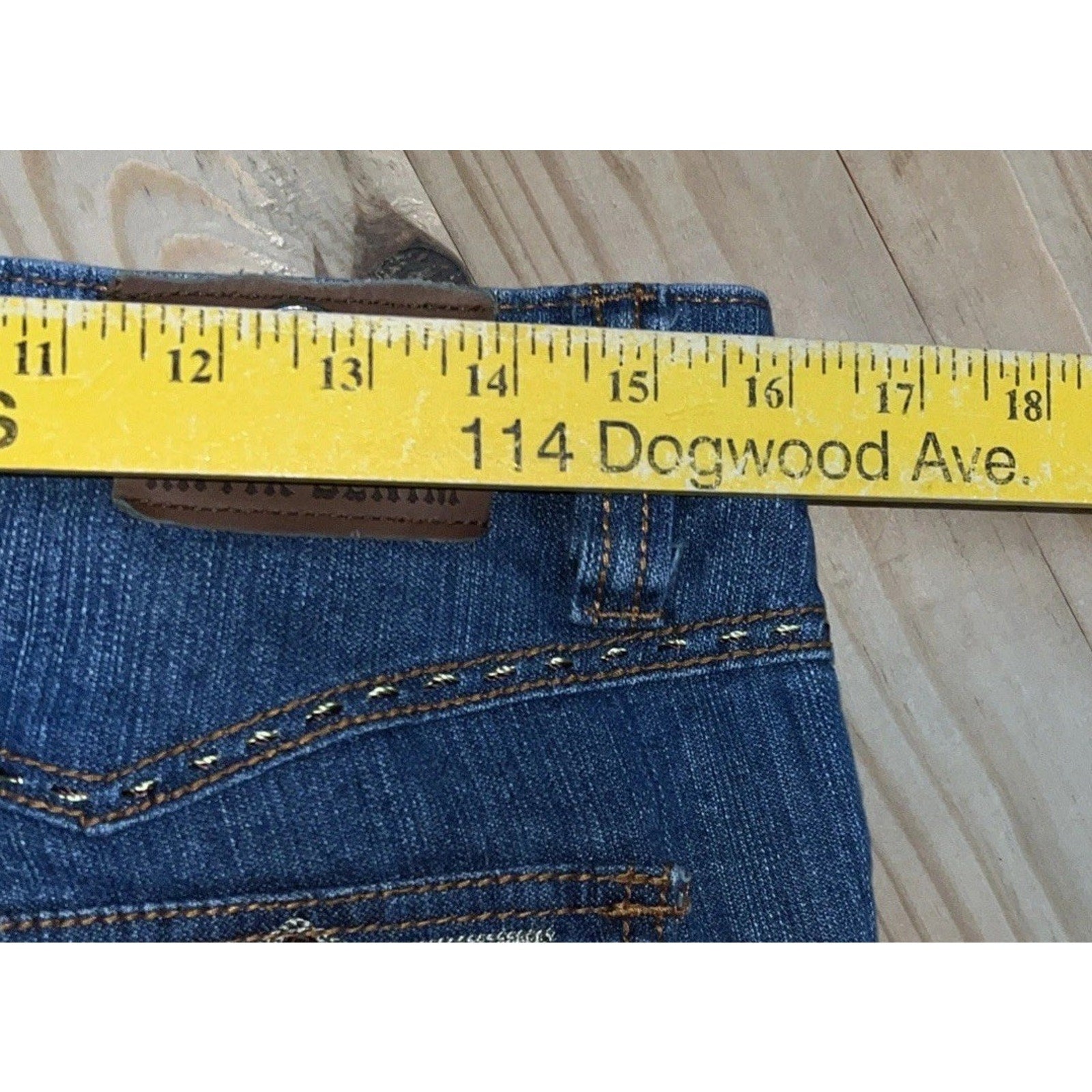 Antik Denim Women size 30 Distressed Bell Bottom Blue Jeans Stitching Southwest