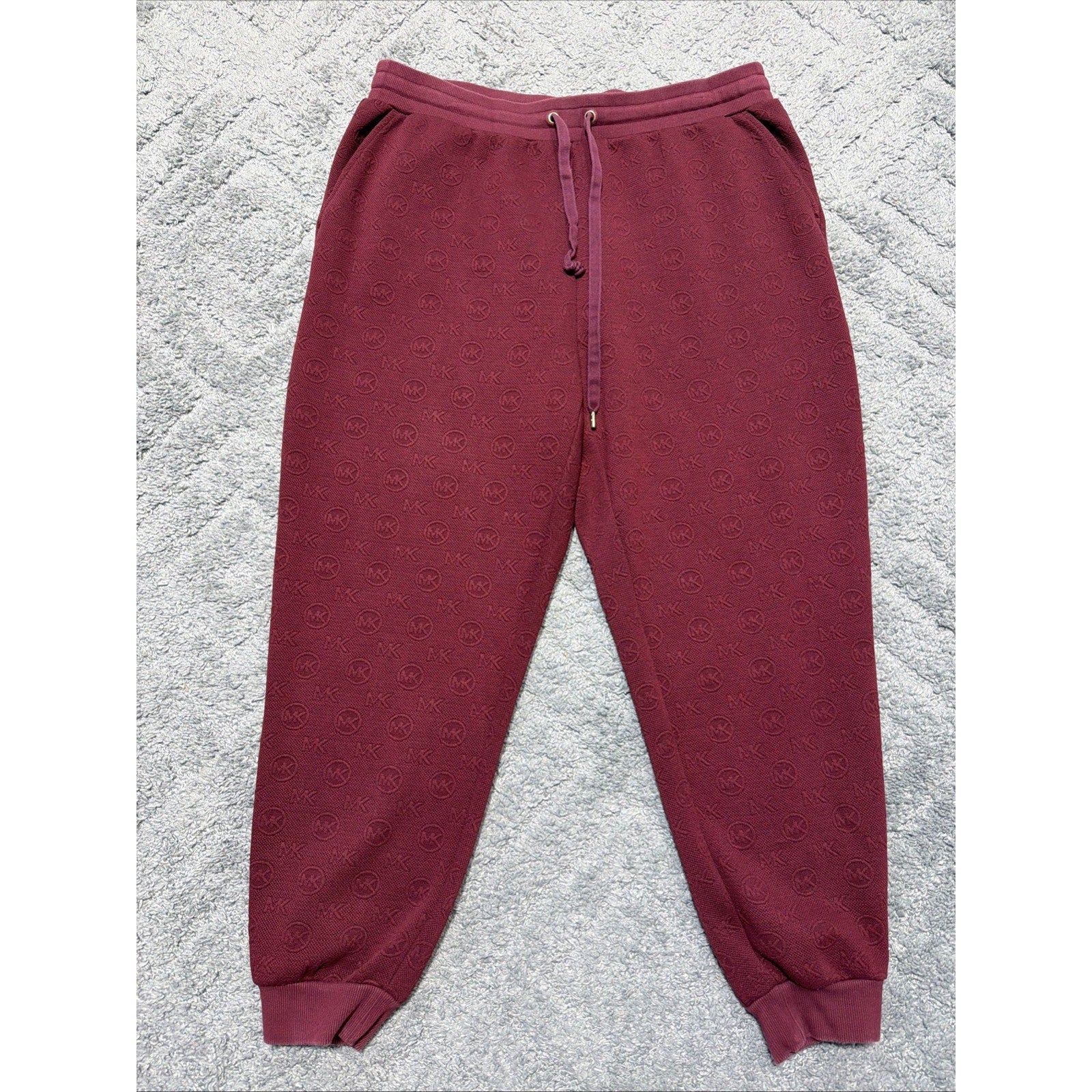 Michael Kors Men's Textured All Over Logo Jogger Pants Dark Brandy XL