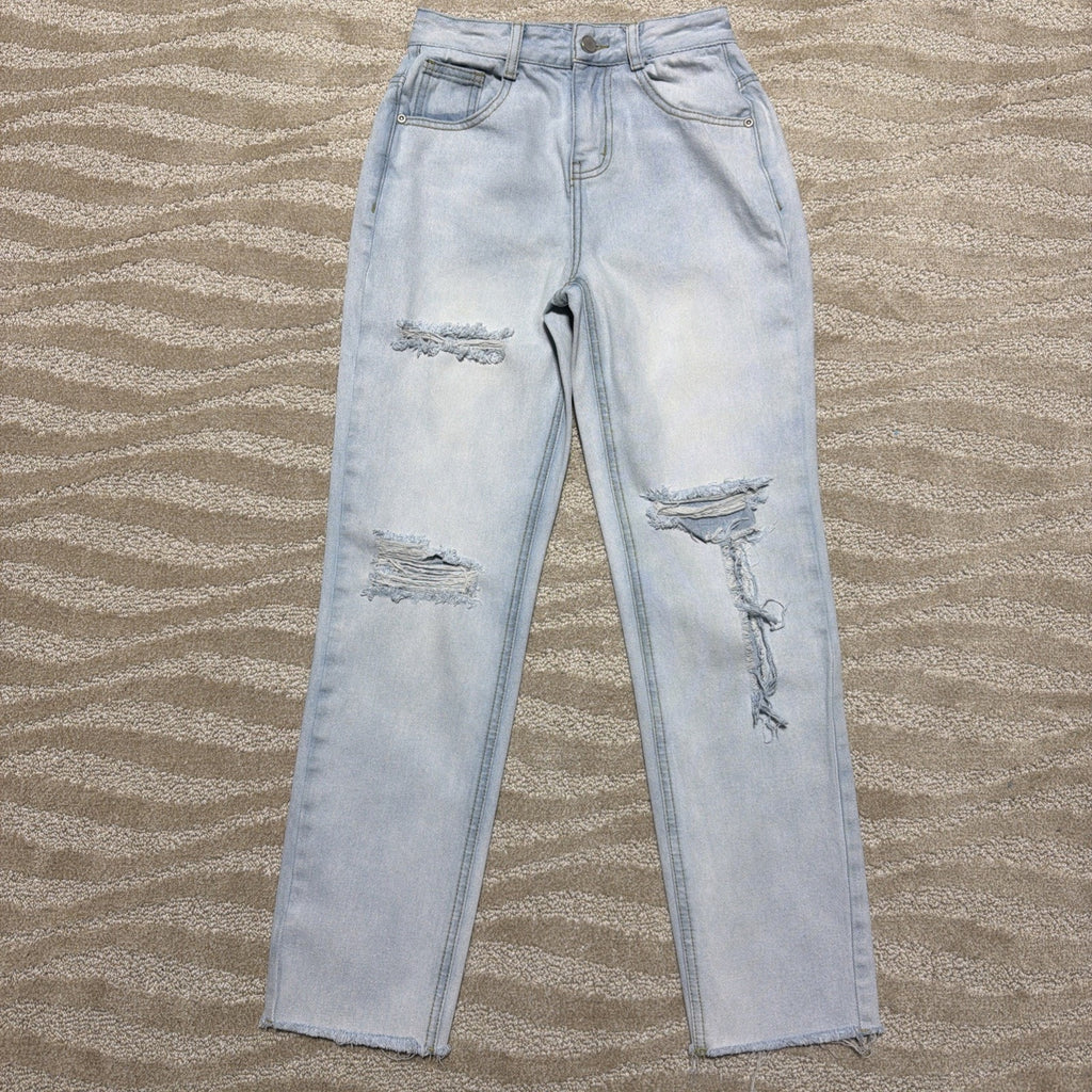 English Factory 23 High Rise Straight Distressed Cropped Women’s Jeans