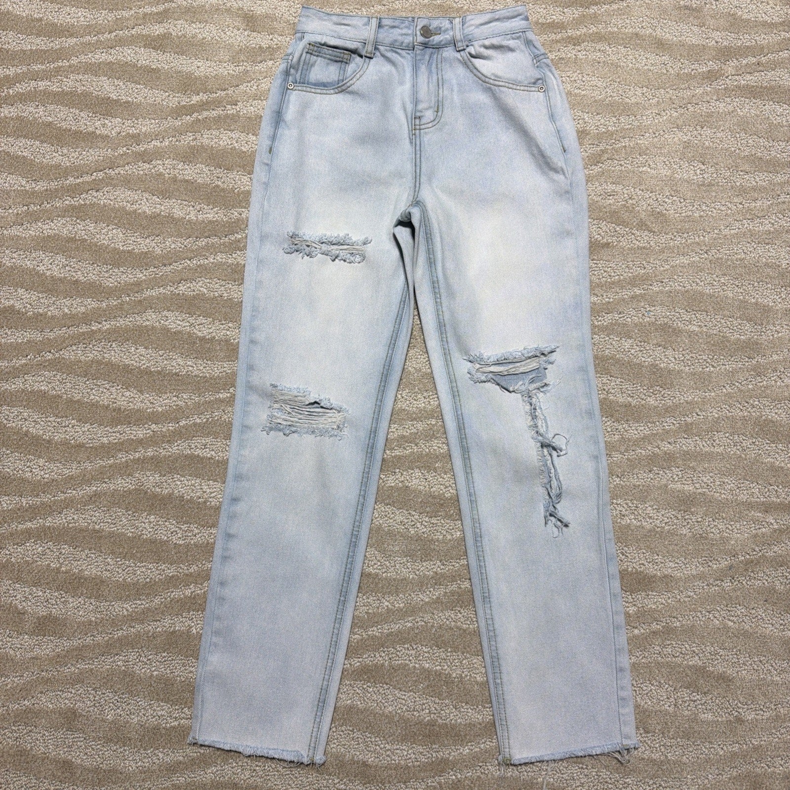 English Factory 23 High Rise Straight Distressed Cropped Women’s Jeans