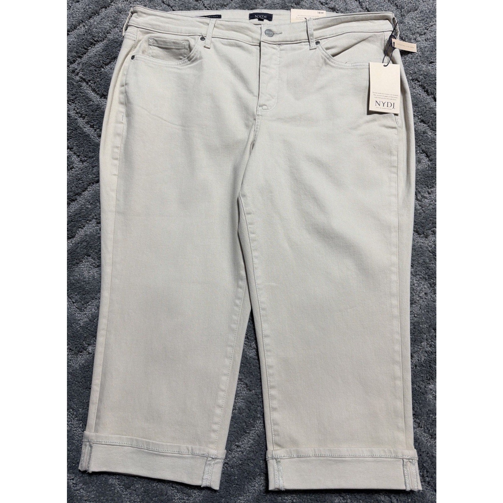 NYDJ Marilyn Straight Crop Jeans , 18W , Feather