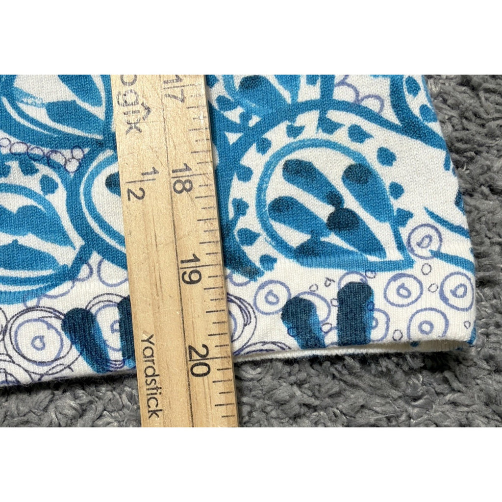 Talbots Size S Petite Blue White Flowers Button Up Cardigan Stretch Cotton Vtg