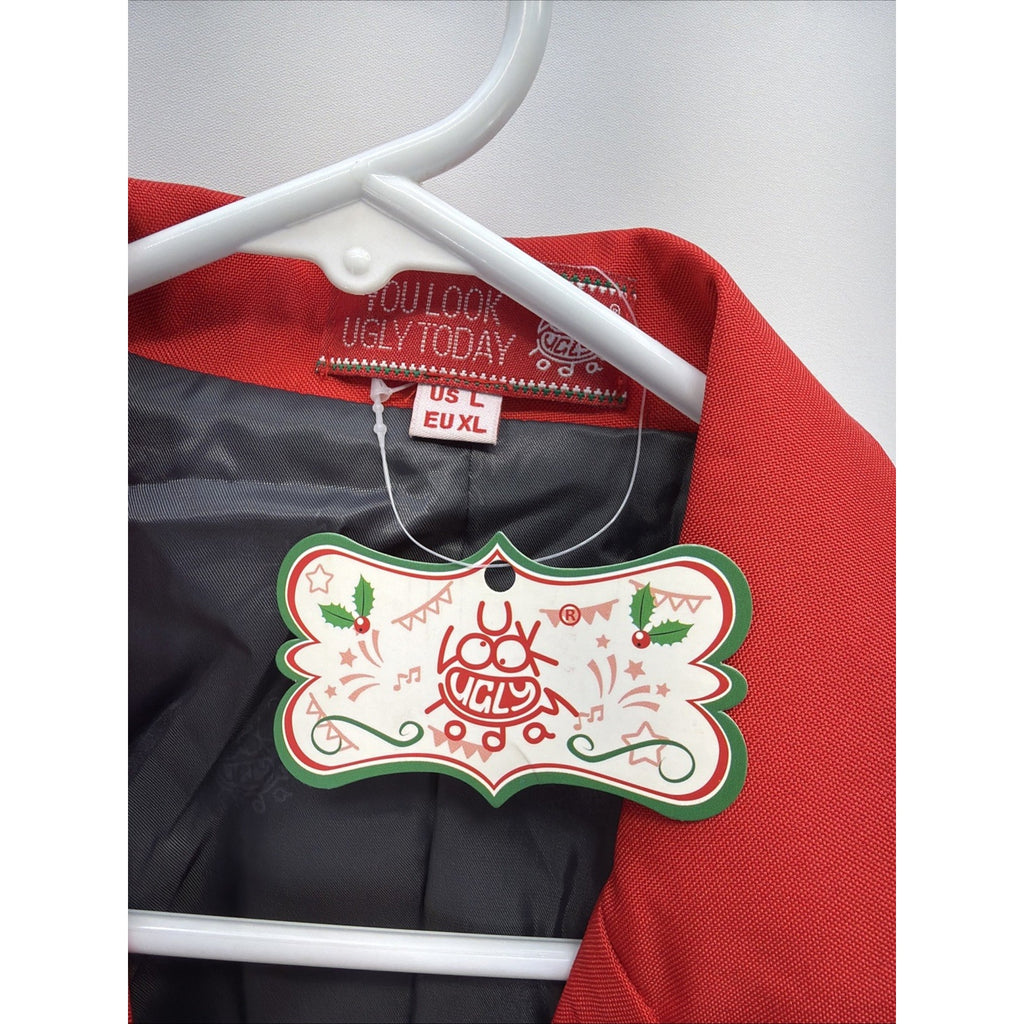 You Look Ugly Today Christmas Sport Coat Santa Novelty Men’s Size L New