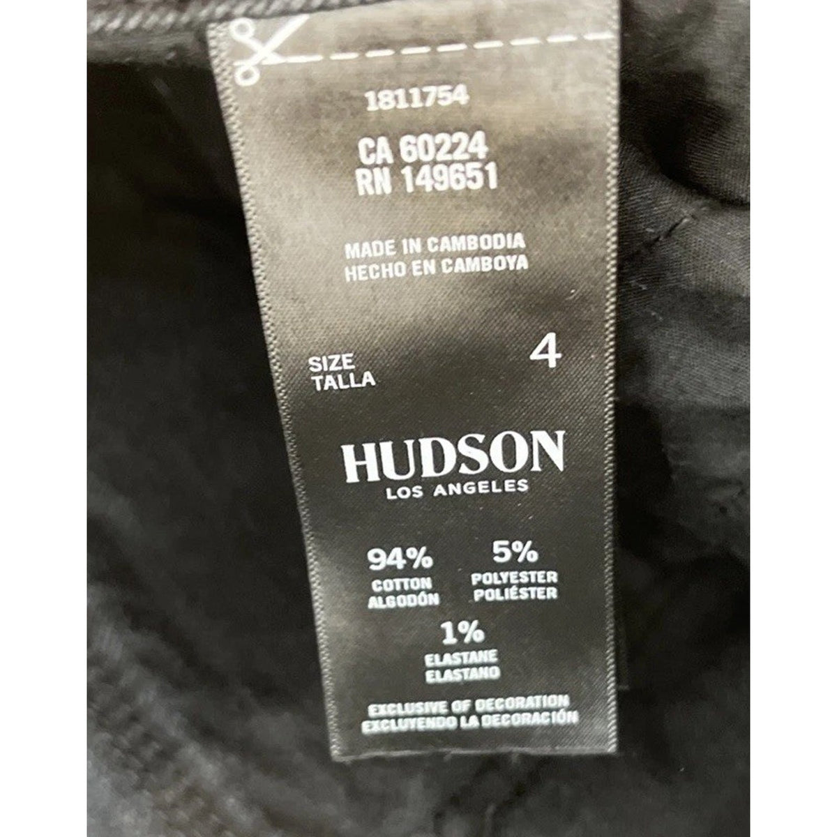 Hudson Beth Baby Boot Jeans size 4 Black Denim High Rise Flap Button Pocket