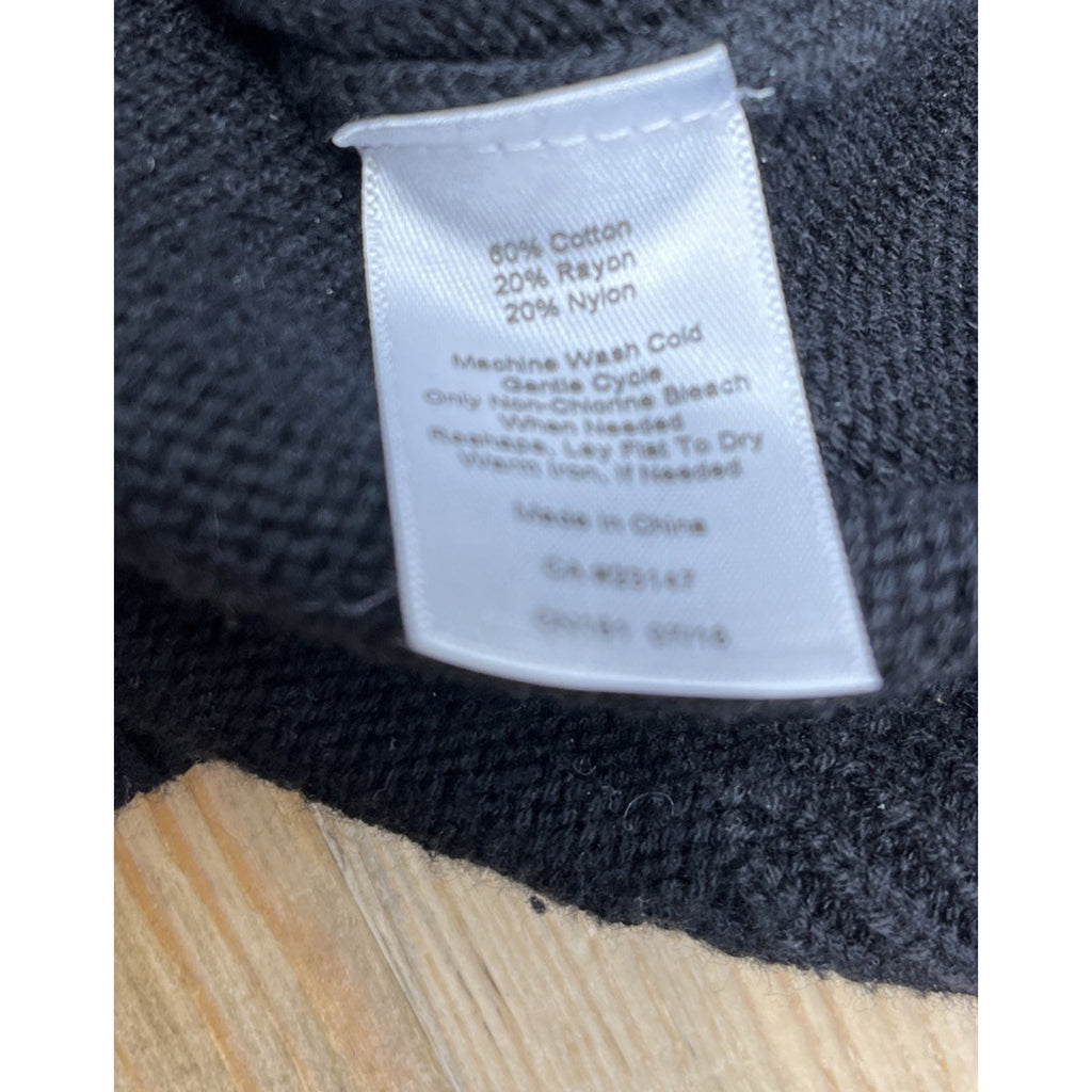 Talbots Nordic Print Sweater Size XS Black White Dolman Sleeves