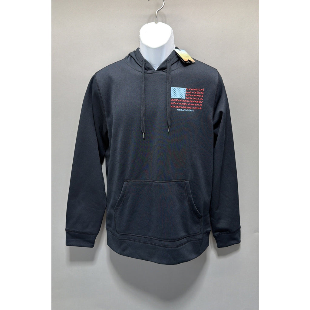 NWT Ocean & Coast Hoodie Men’s Small Black Animal American Flag Pullover Pocket