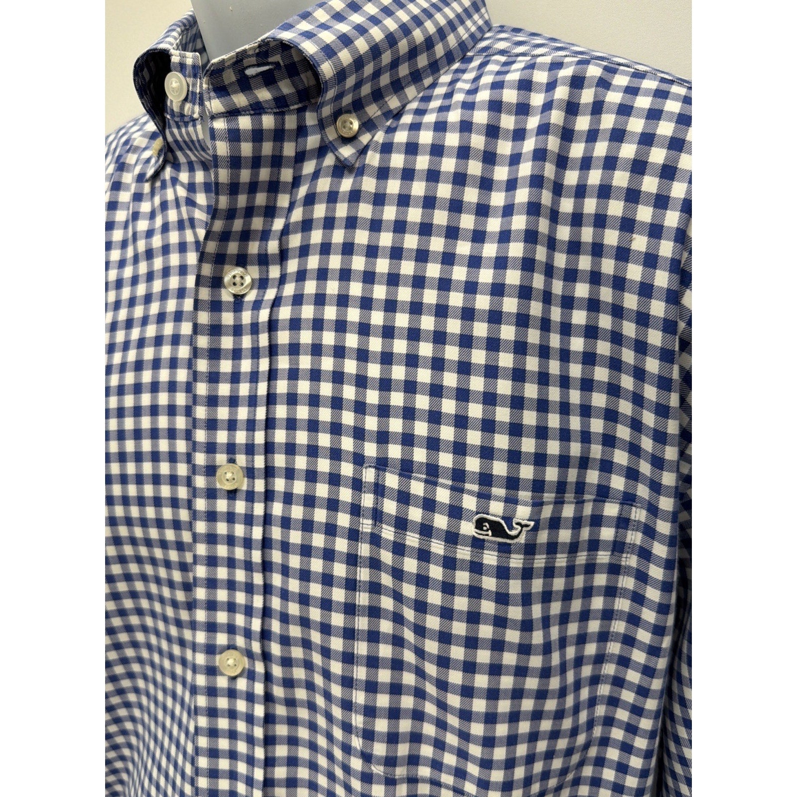 Vineyard Vines Classic Fit Tucker Shirt Blue Check L/S Button Up Mens Large