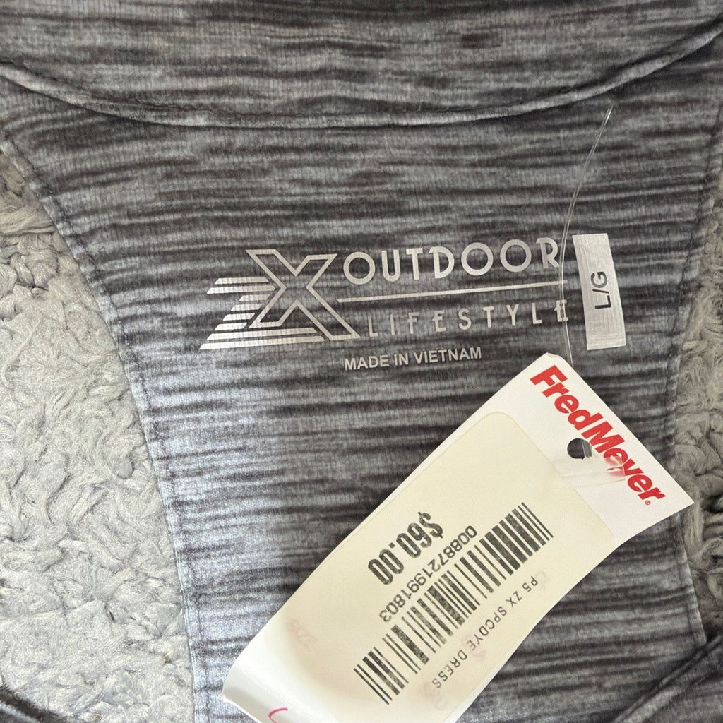 ZeroXpoSuR DRESS ATHLEISURE GRAY SPACE DYE PRINT WITH BUILT BRA SIZE LARGE NWT