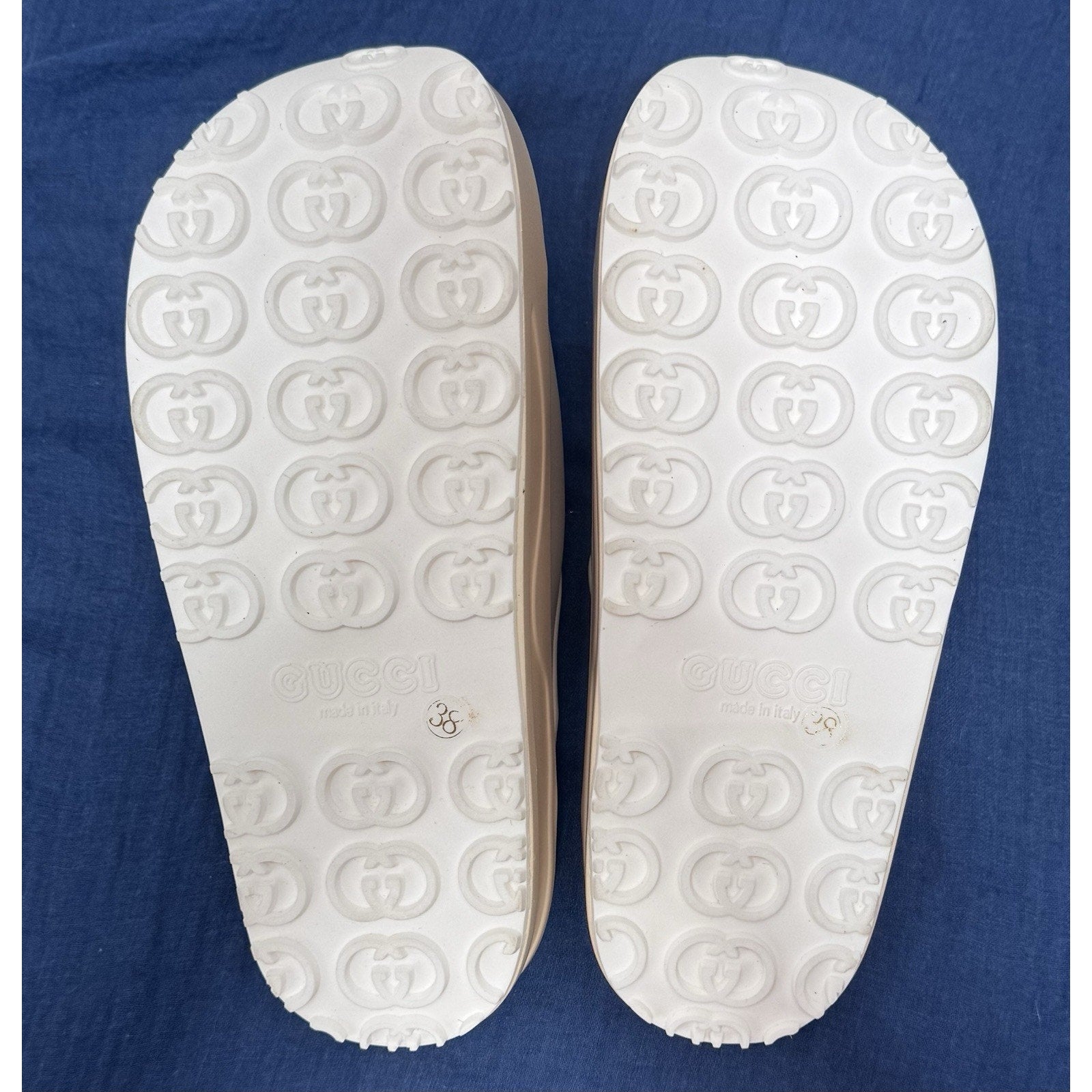 Gucci Miami Platform Slides Interlocking G Rubber Beige Size (38) 7 Women’s