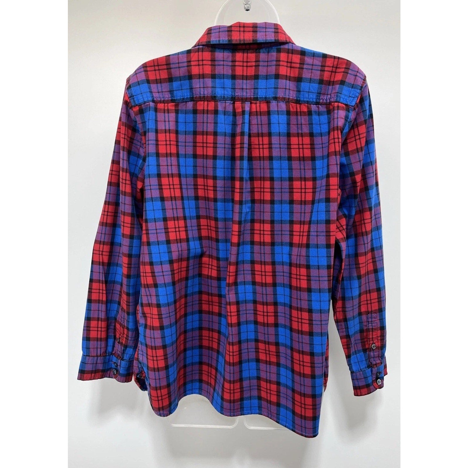 Talbots Womens Cotton Button Down Shirt Colorful Plaid Casual Top XL Petites