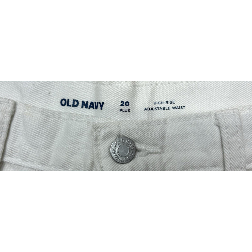 Old Navy White High-Rise Slouchy Straight Cut-Off Jean Shorts Women's Size20.