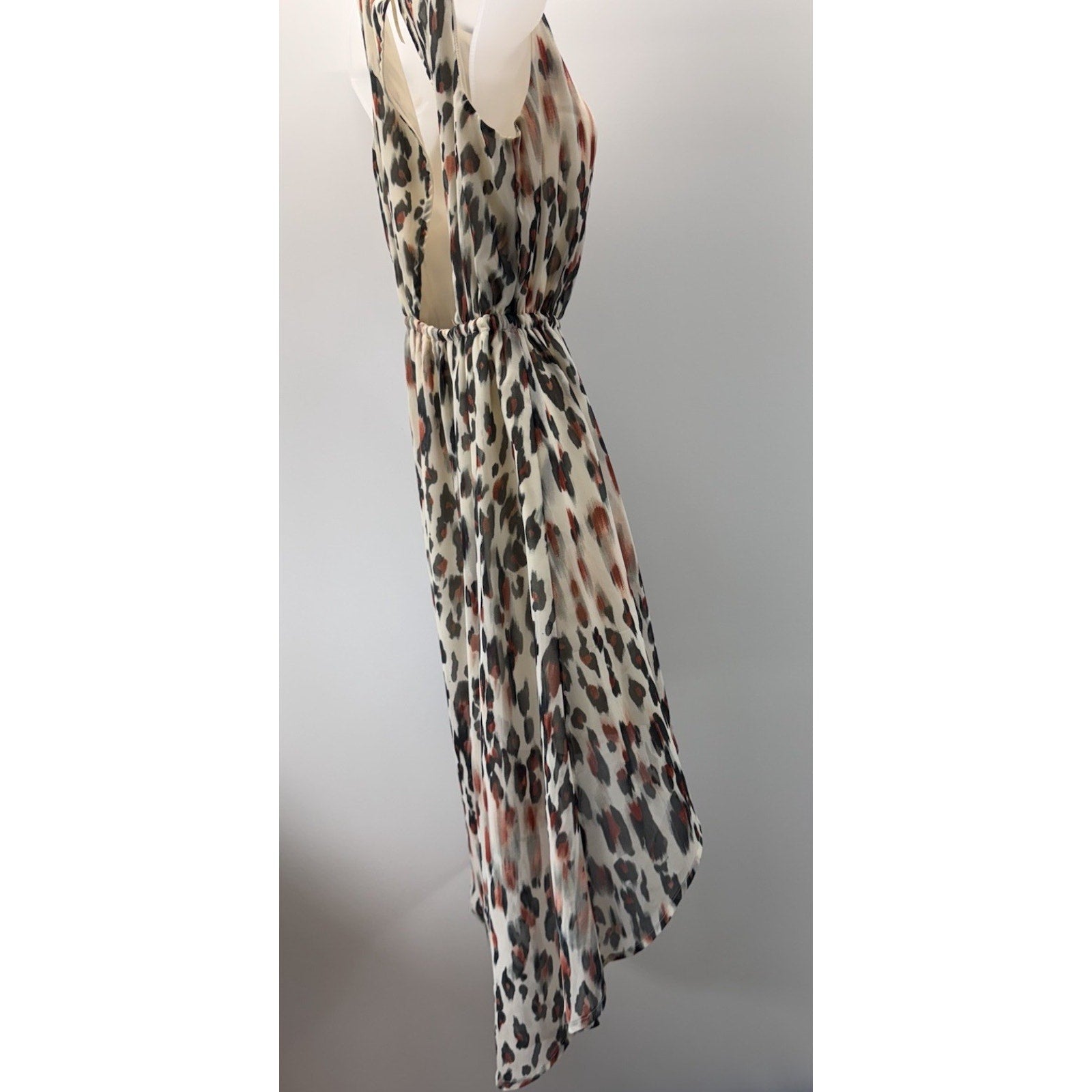 Truth NYC Women's Size Small Brown Leopard Animal Print Flowy Dress Hi-Low