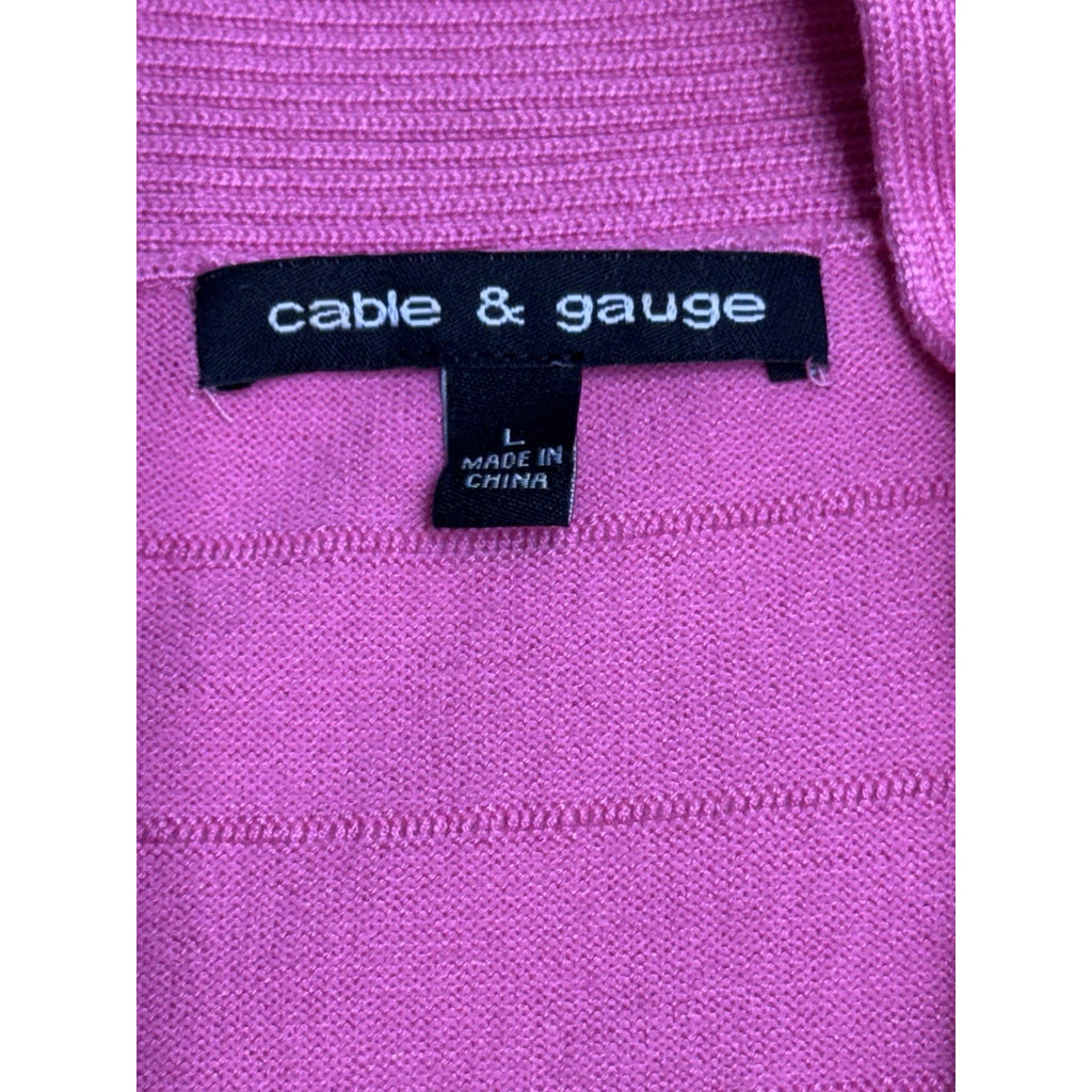 Cable & Gauge Cardigan Sweater Women’s LargePink Cropped Open Front Half Sleeve