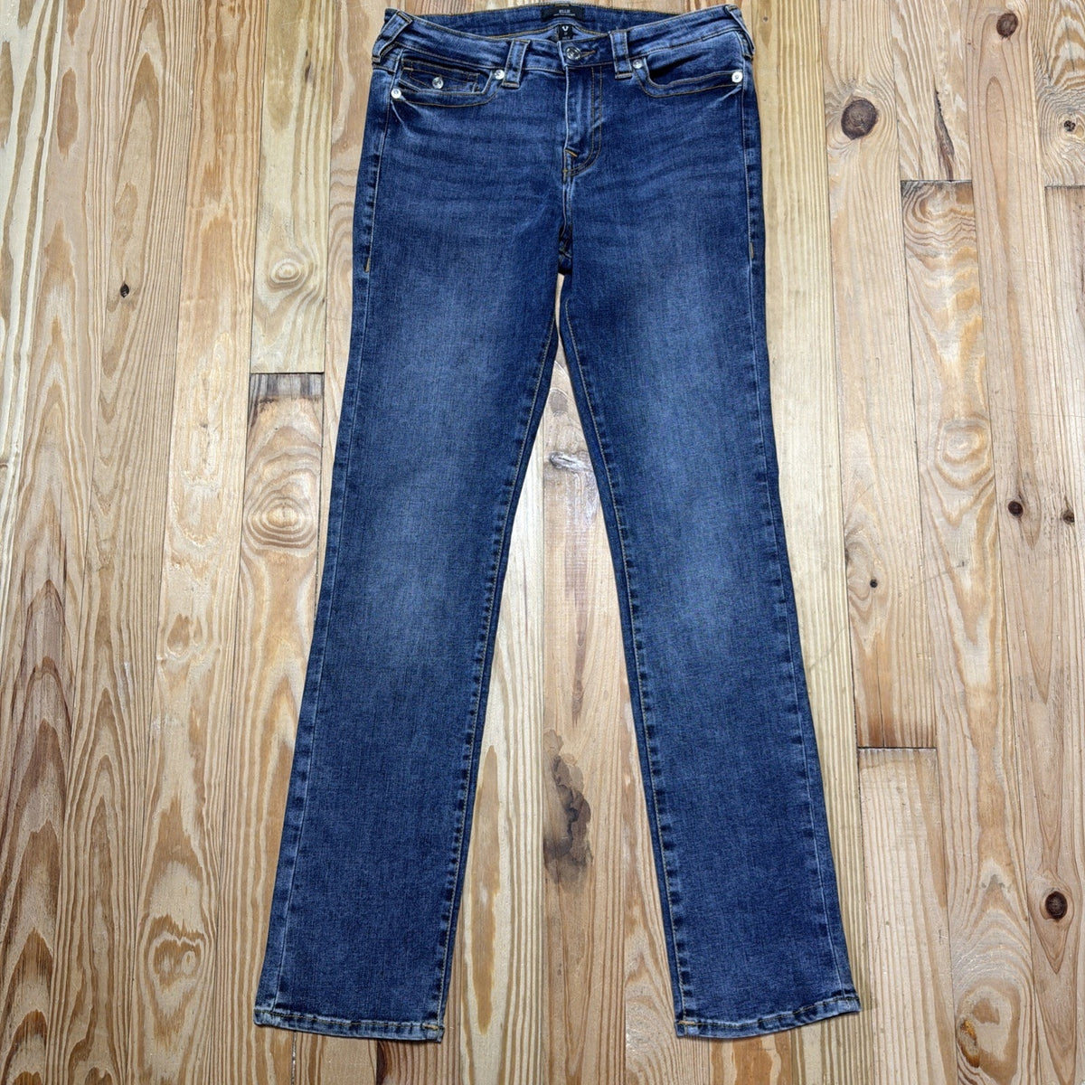 True Religion Jeans women size 31x33 Billie Mid Rise Straight Flap Pocket