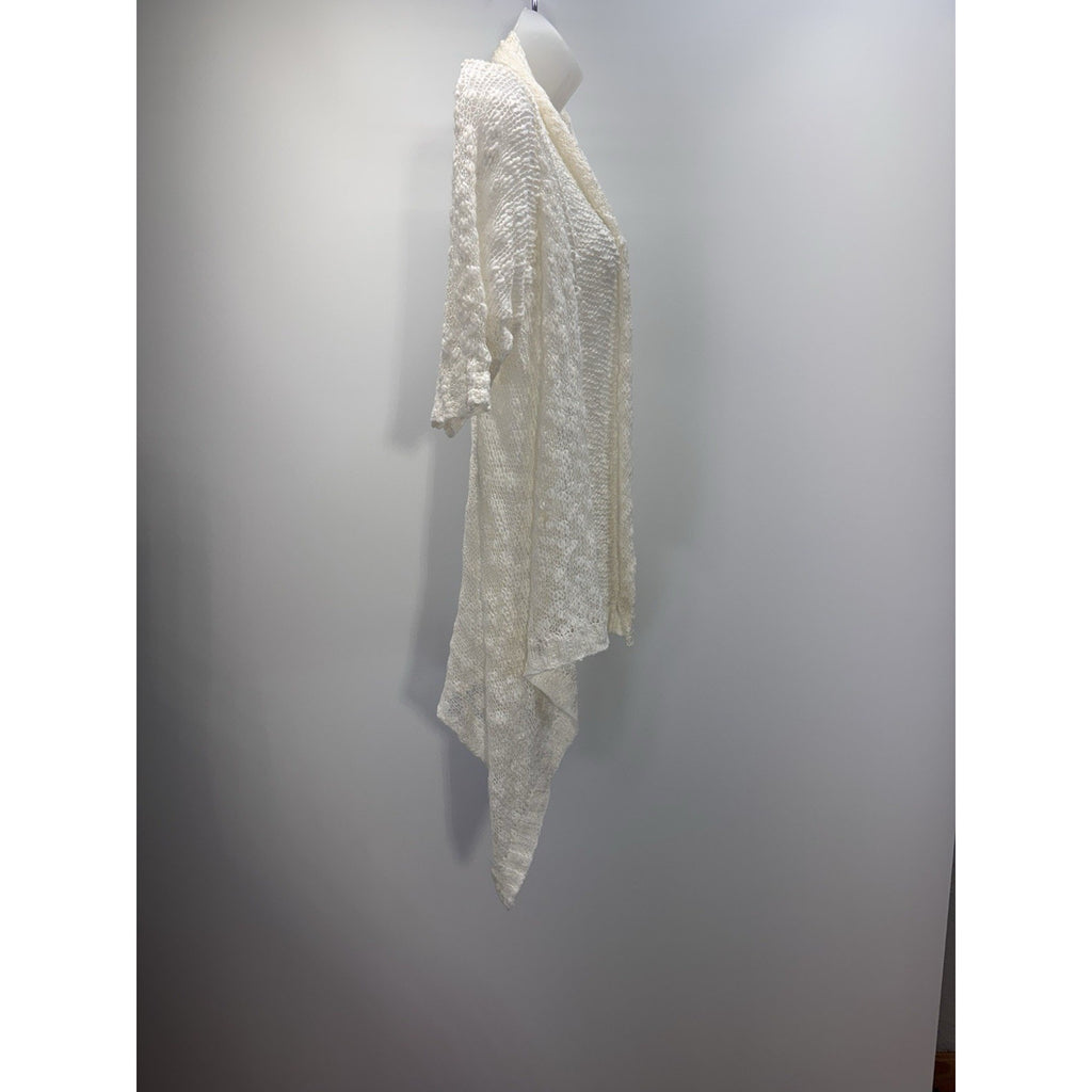 Decree SOFT Cardigan Sweater Ivory Draped Sides Short Sleeve Women’s Size L, NWT