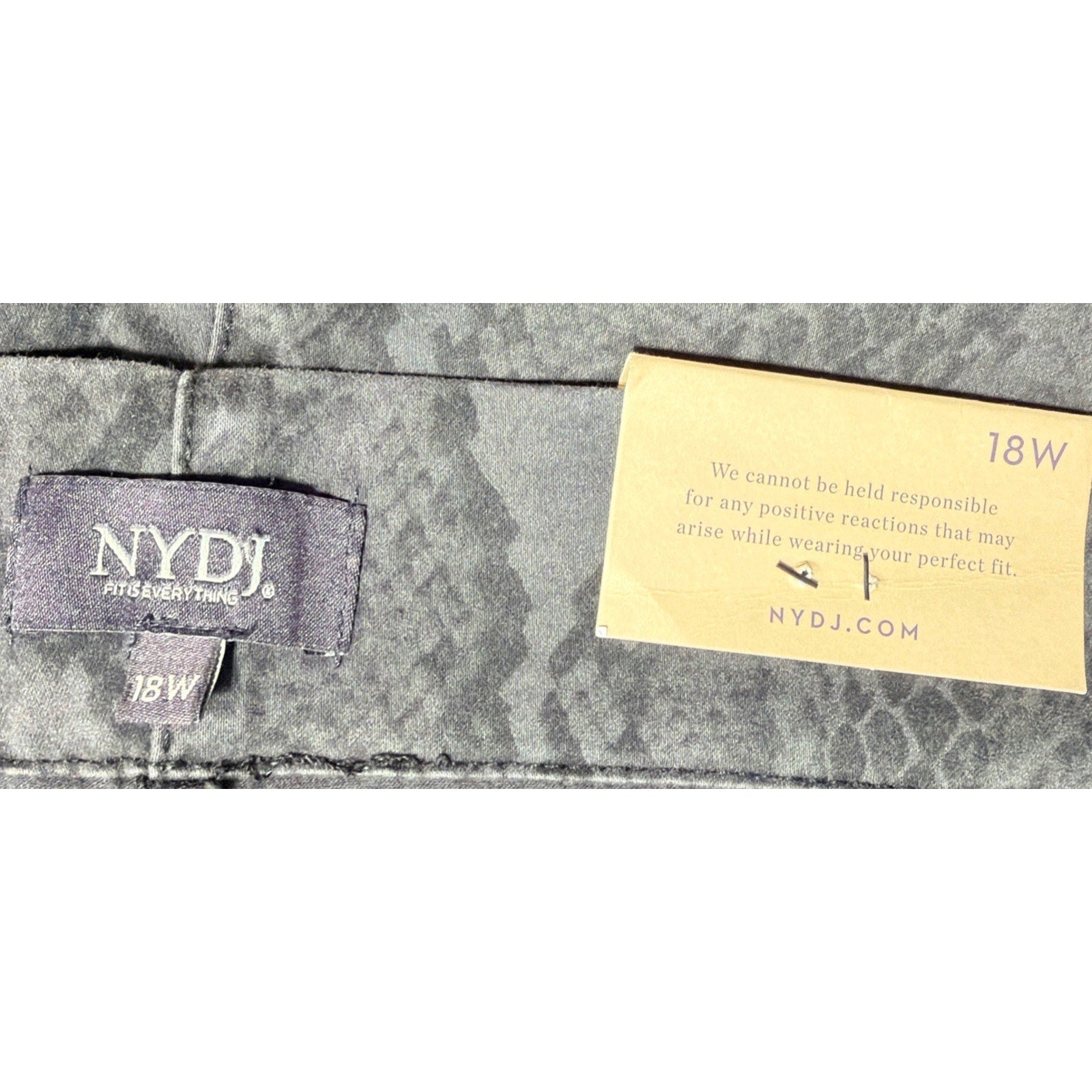 NYDJ Women's Alina Printed Pull On Skinny Ankle Jeans Side Slit Size 18W New