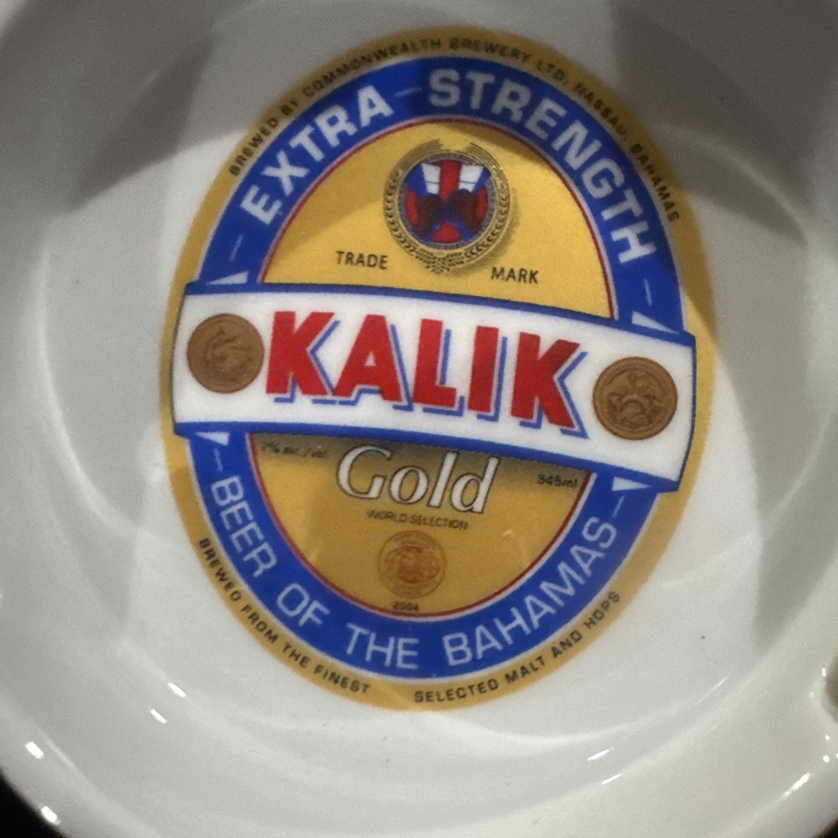 Kalik Gold Beer Ashtray Bahamas Ceramic Breweriana Barware Advertising 3.5"