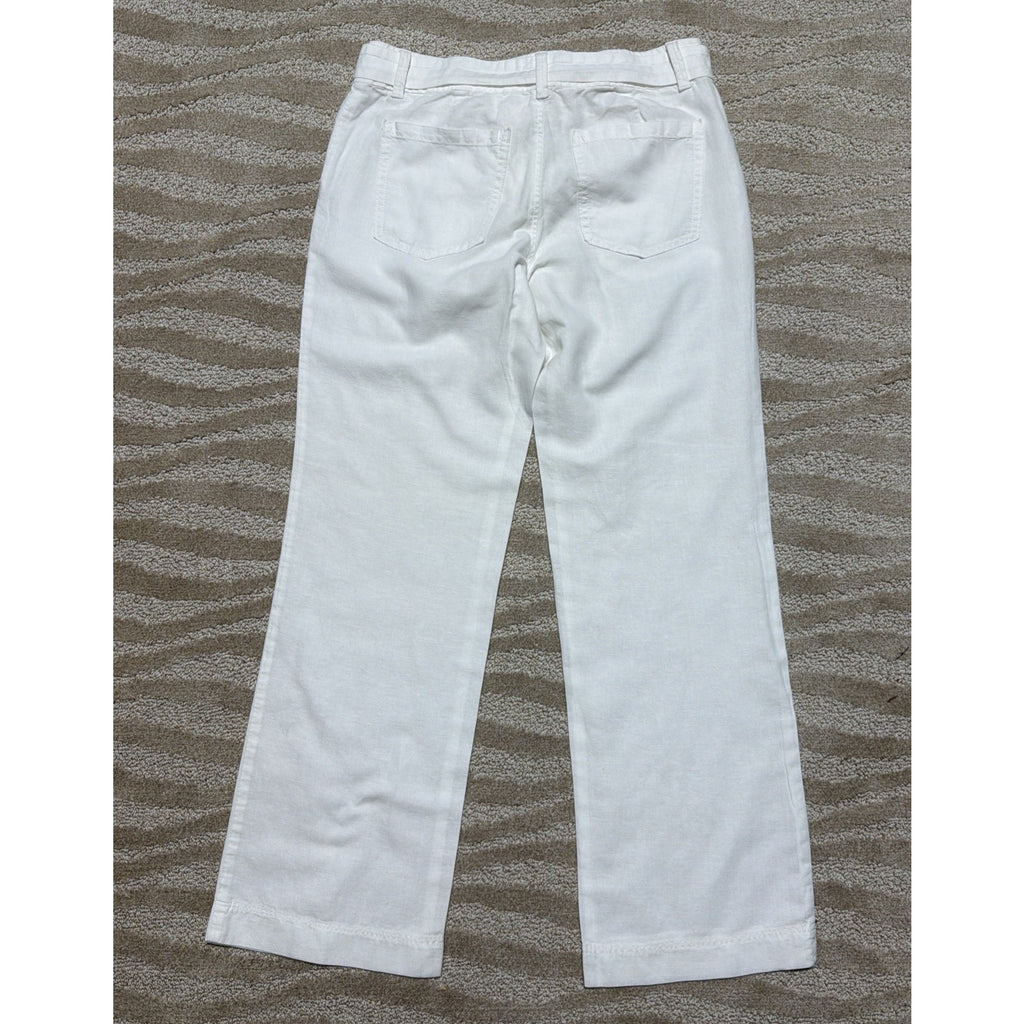 Banana Republic Martin Fit Linen Blend Belted Pants White Size 4 Beach Summer