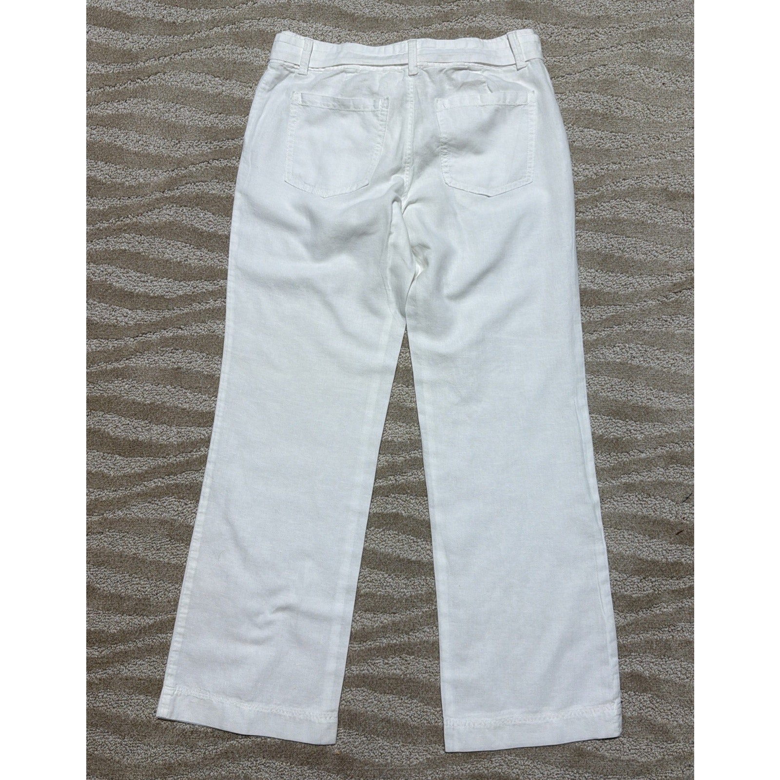 Banana Republic Martin Fit Linen Blend Belted Pants White Size 4 Beach Summer