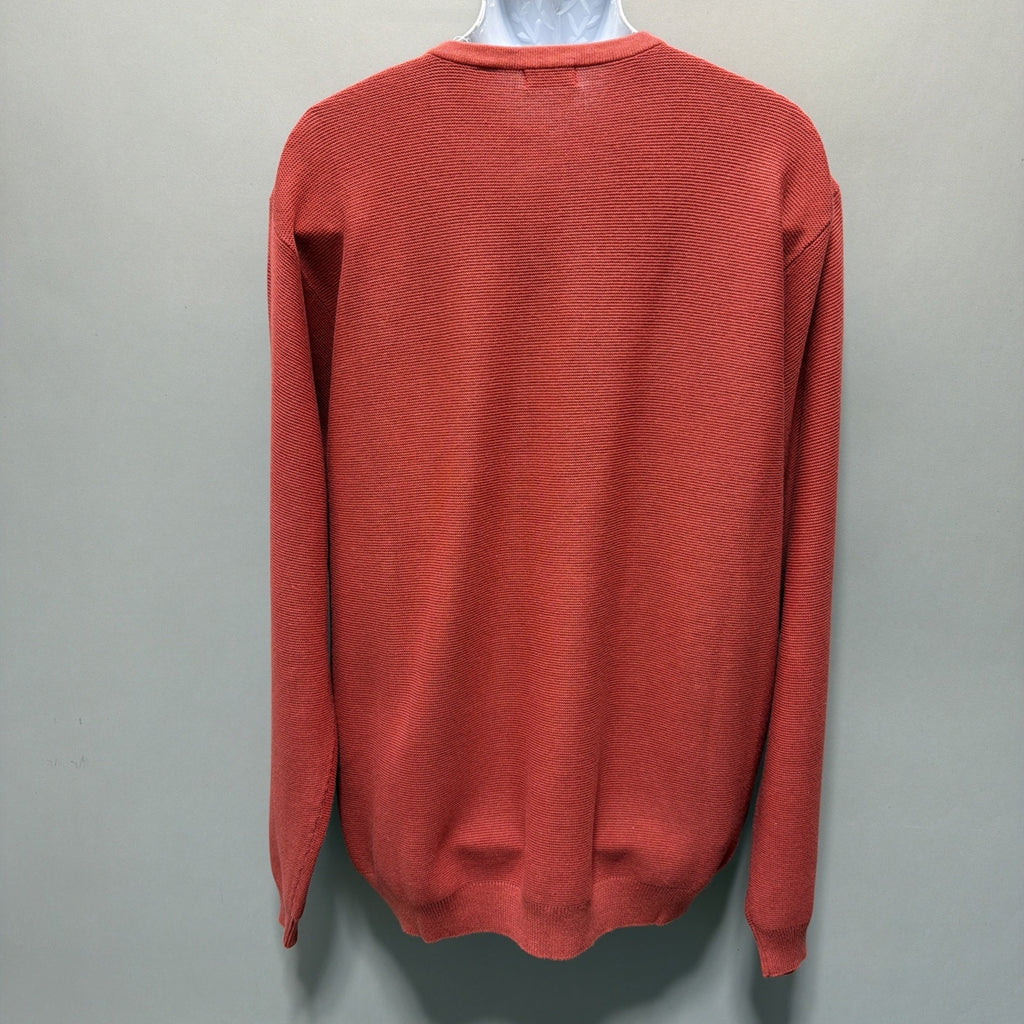 NWT IZOD Men’s XL Coral Orange 100% Cotton Textured Knit Crewneck Sweater