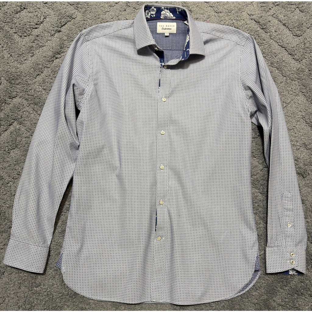 Ted Baker Endurance Shirt Mens 15 32/33 Button Down Long Sleeve Blue Plaid