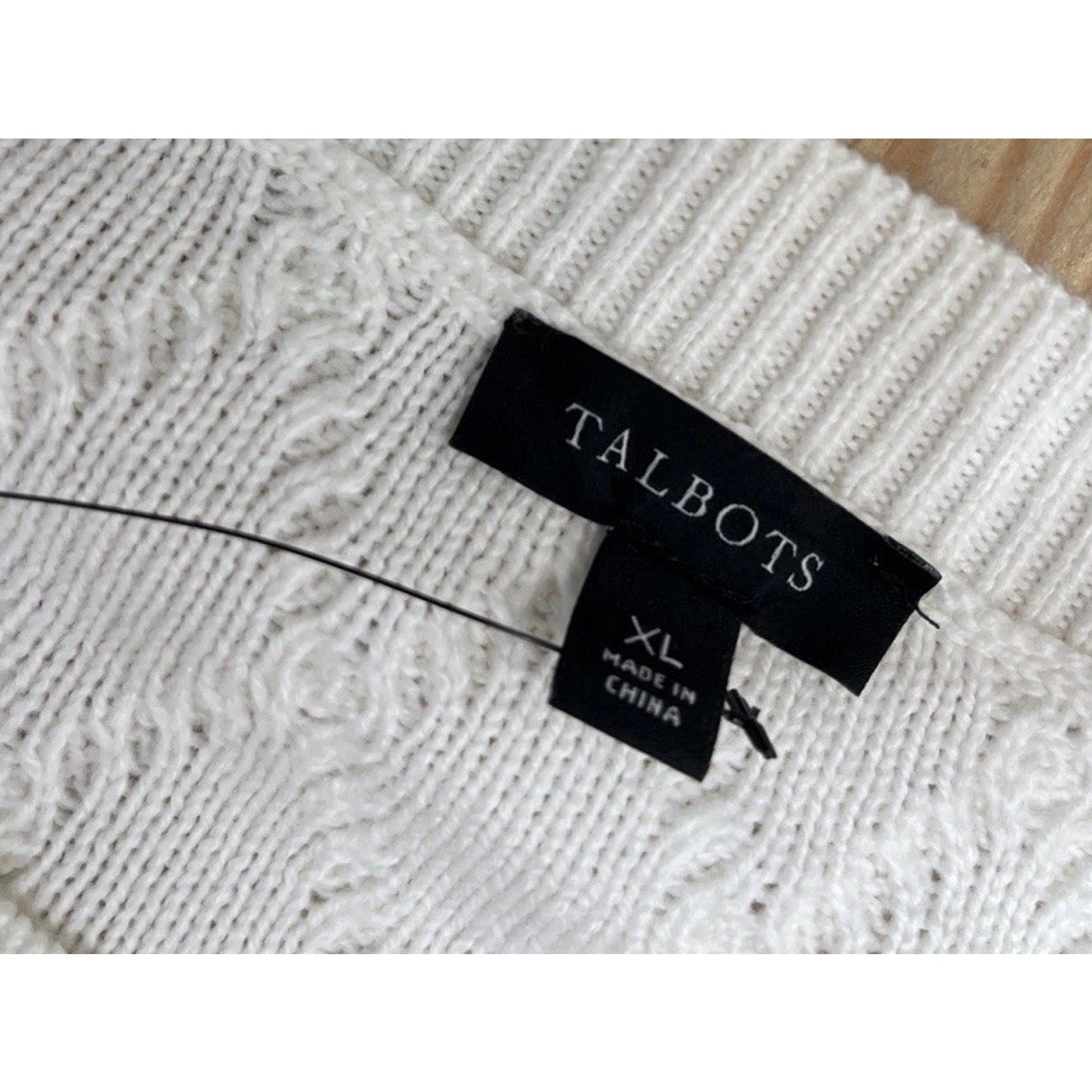 Talbots Ivory Whipstitch Hearts Cable Knit Sweater Size XL