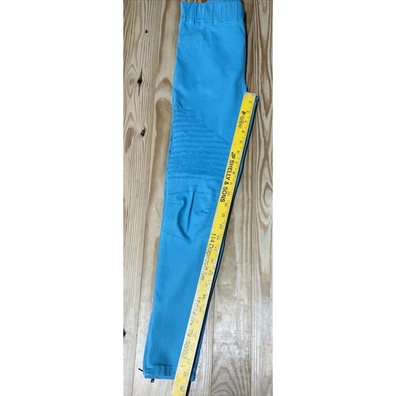 Umgee Pull On Pants Women Sz S USA Aqua Moto Jegging Skinny Ankle Zip Banded