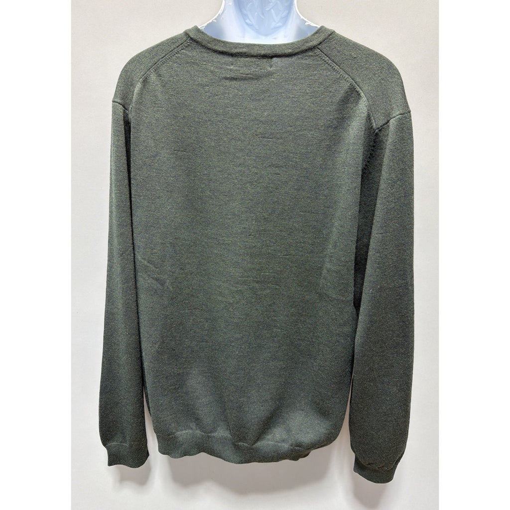 Brooks Brothers Sweater Men's XL Green Merino Wool V-Neck Stretch Preppy Casual