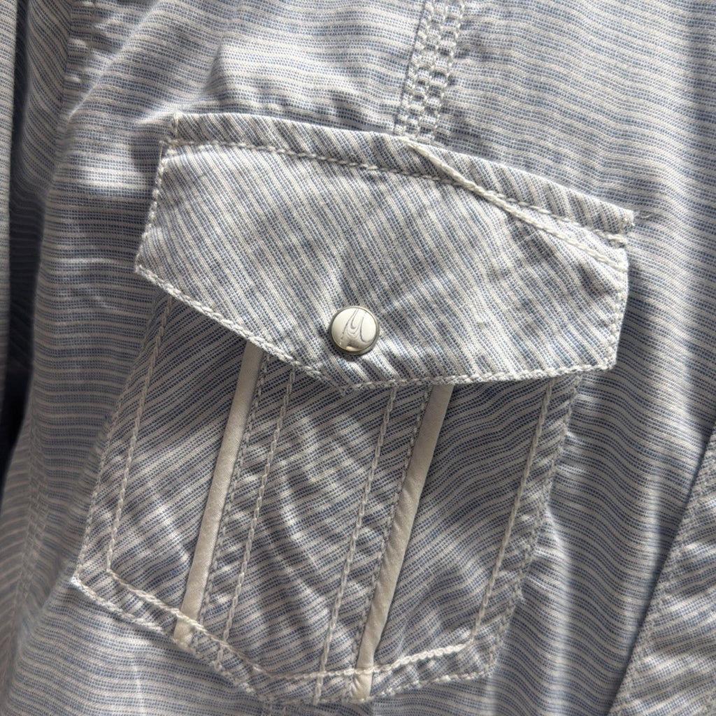 BKE Buckle Pearl Snap Western Men L Button Down Shirt 2 Pocket Blue