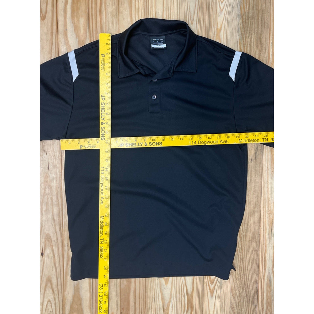 NIKE GOLF DRI-FIT Shirt Mens S Black Short Sleeve Tour Performance Golf Polo