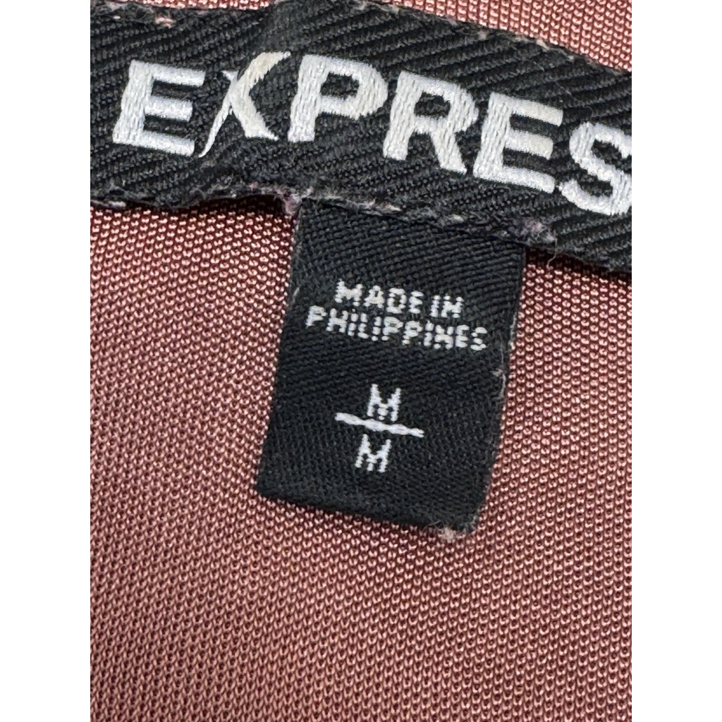 Express Blouse Ginger Pink Ruched Long Sleeve Silky Top shirt Women’s Size M