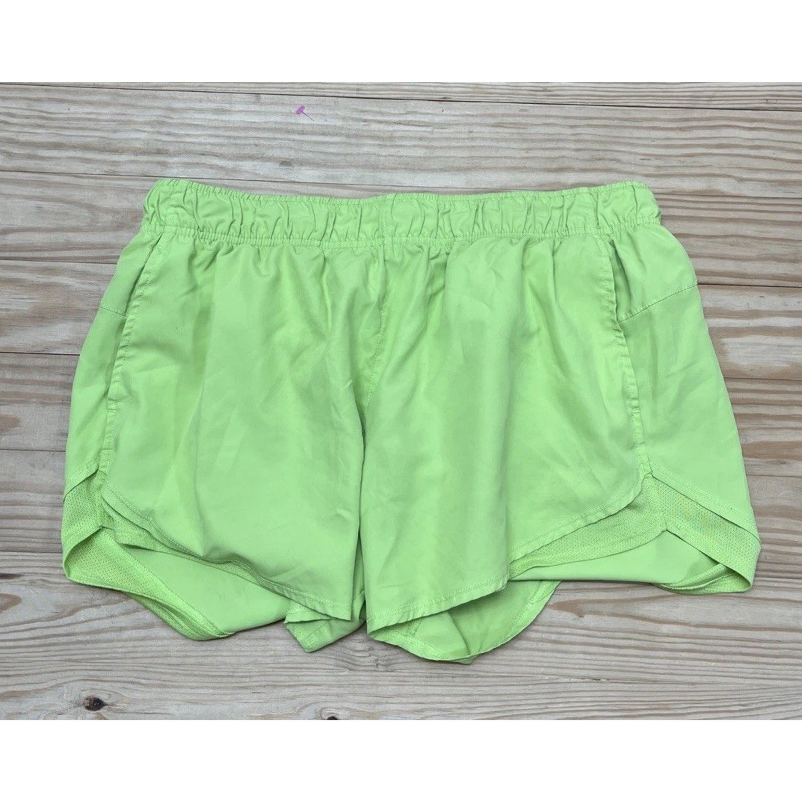 ATHLETIC WORKS Lime Green Lined Active Shorts Elastic Waist Sz XL Polyester