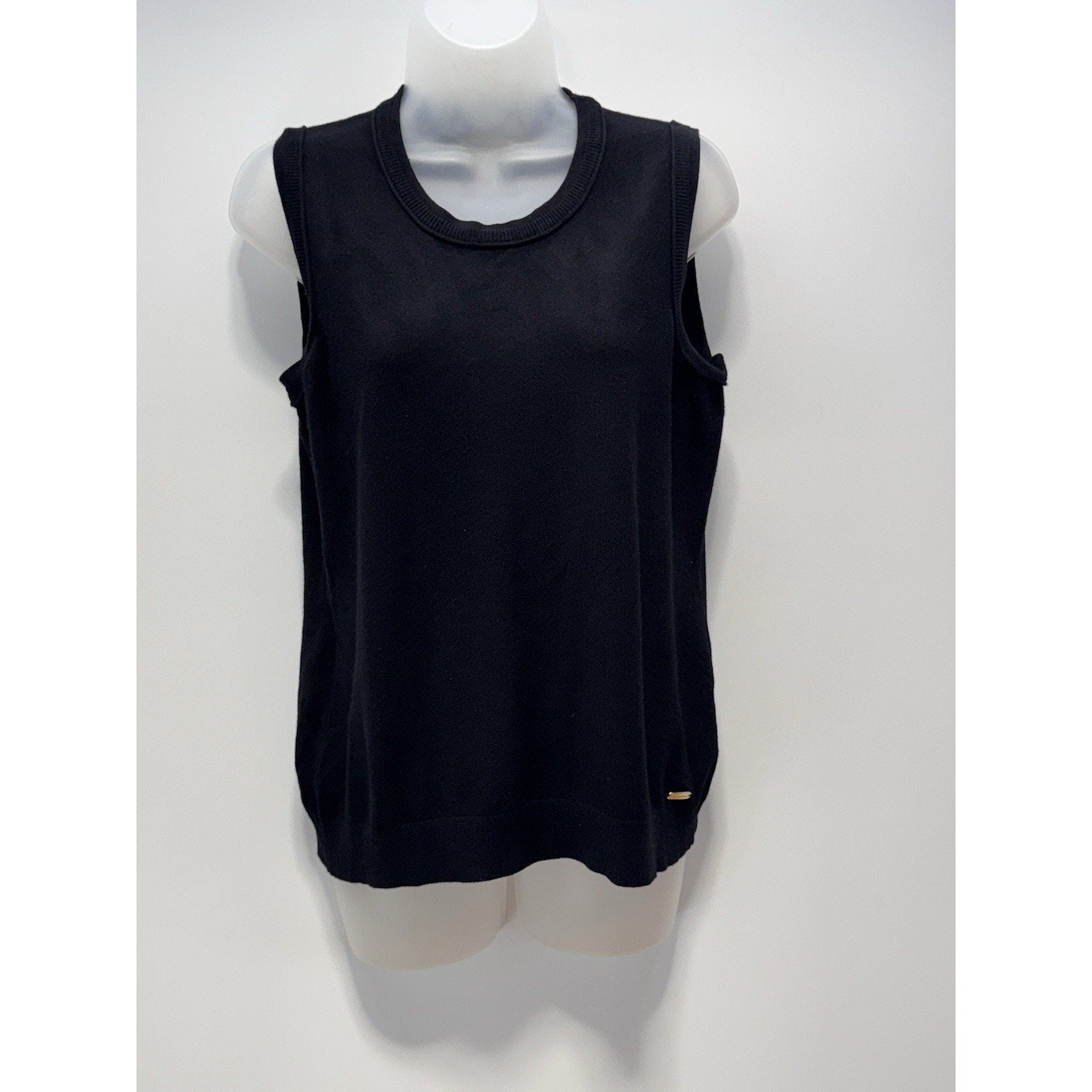 Calvin Klein Knit Black Sleeveless Top Rayon Nylon Women’s Size Large