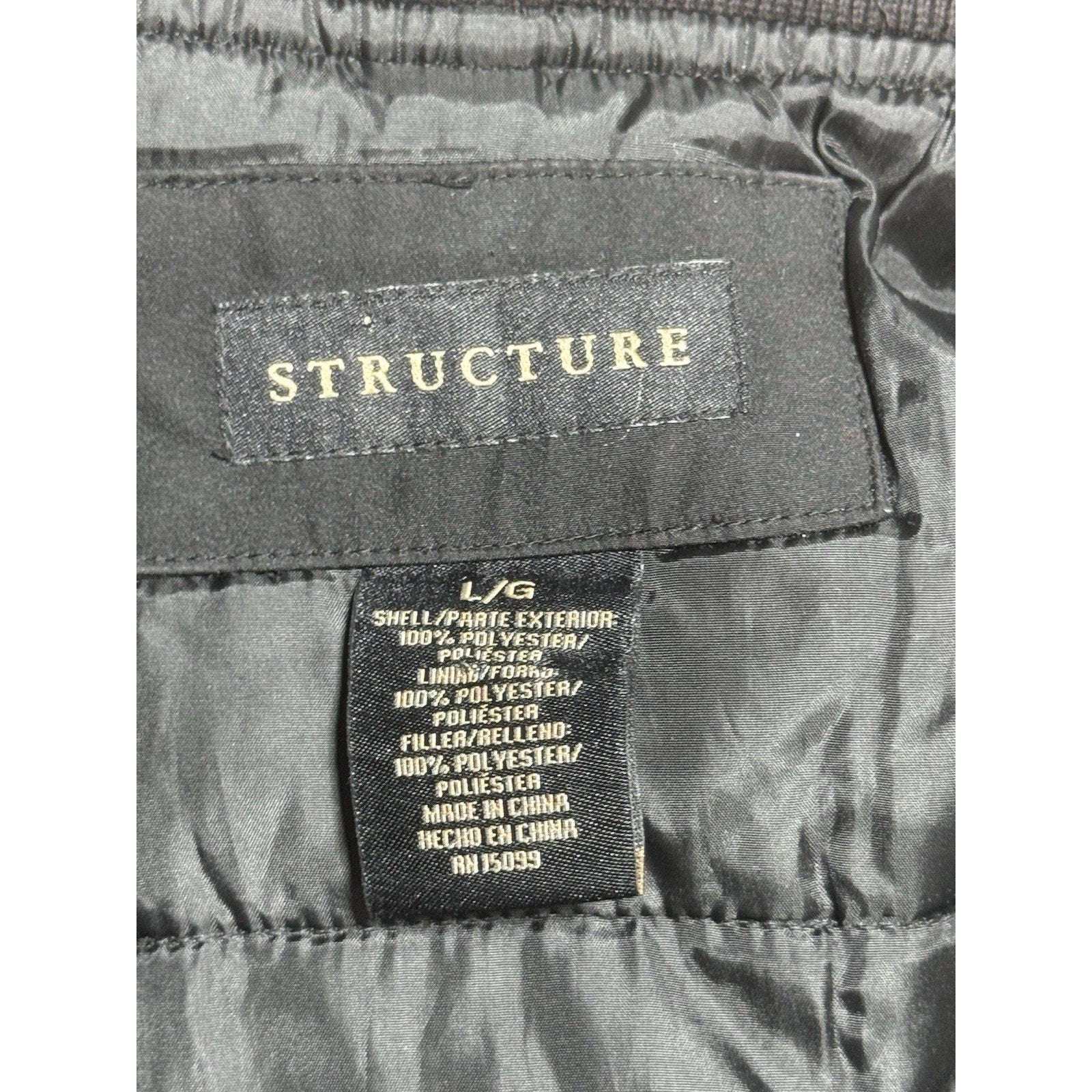 Structure Mens L Black Utility Field Jacket Full Zip Snap Pockets Insulated Coat
