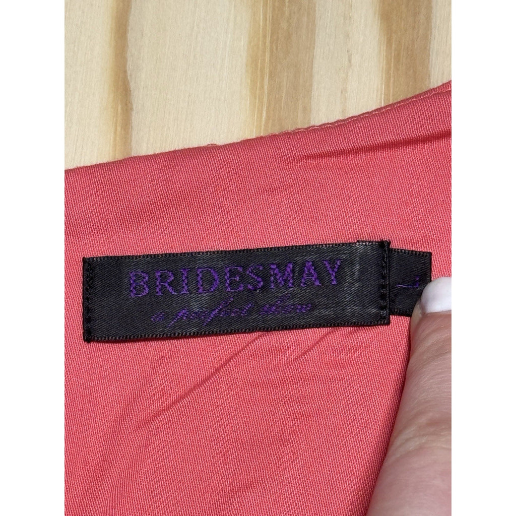 Alfred Angelo Bridesmay Coral Pink Sleeveless A-Line Bridesmaid Dress Women’s L