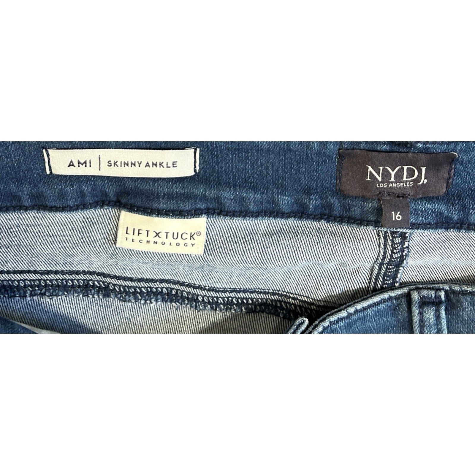 NYDJ Ami Skinny Jean Size 16 Split Hem Ankle Jeans Blue Stretch 36 x 28