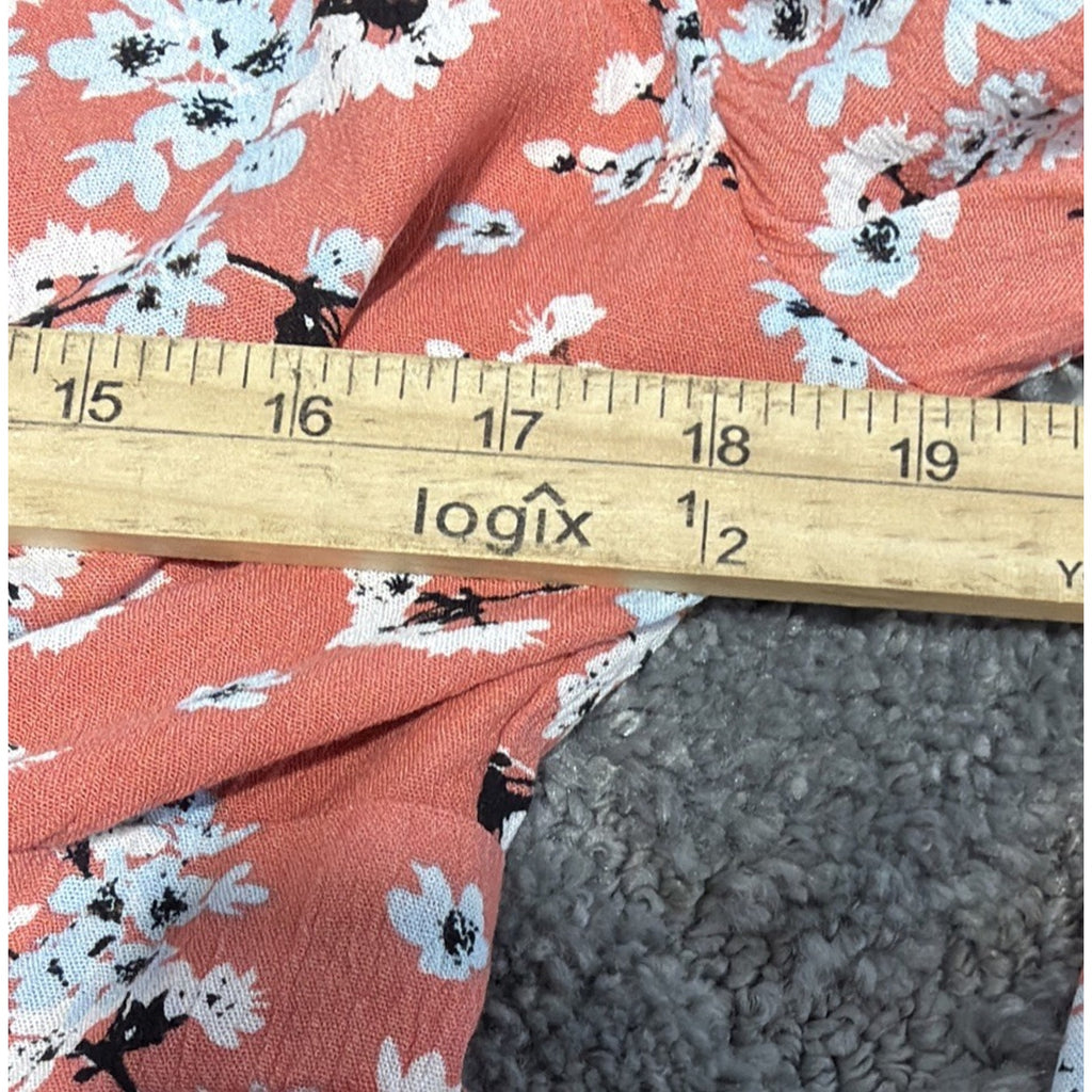 Jack by BB Dakota Tiger Lily Floral Poppy Coral Bell Sleeve Blouse Size Small