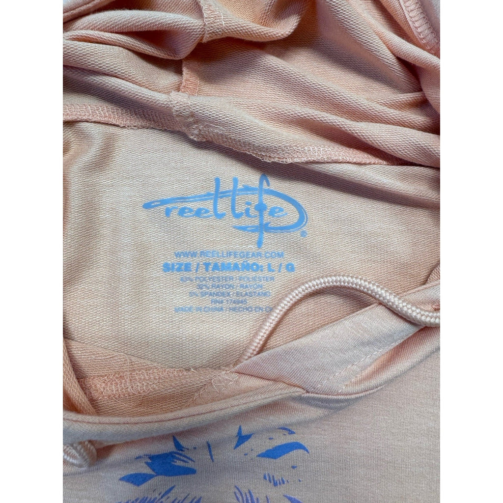 Reel Life Peach Pink Long Sleeve Pineapple Margarita Hoodie Sweater Women’s L