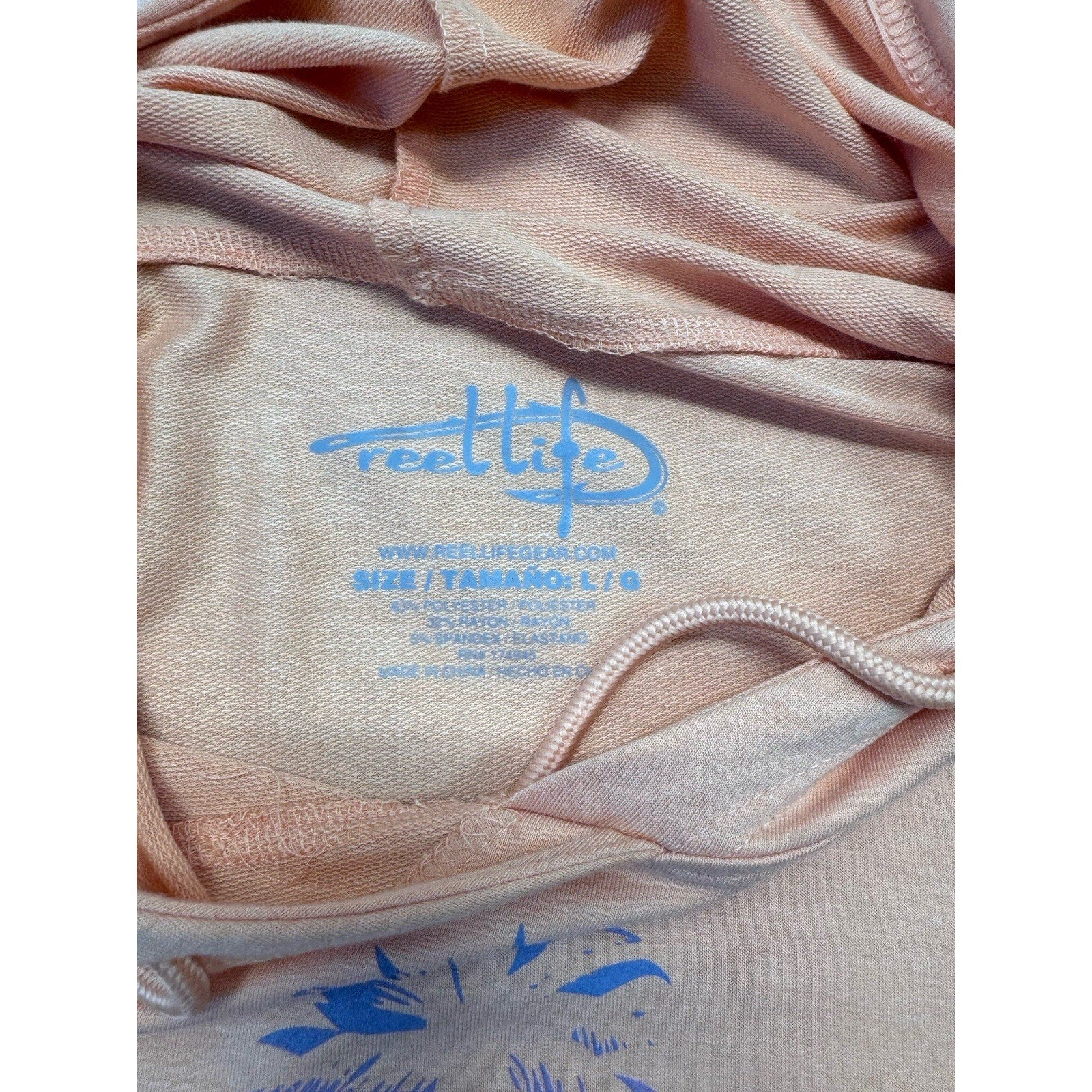 Reel Life Peach Pink Long Sleeve Pineapple Margarita Hoodie Sweater Women’s L